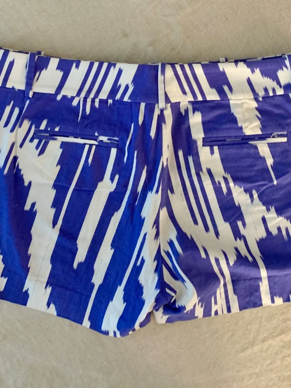 J.Crew Blue White Ikat Print Tailored Shorts Size 10